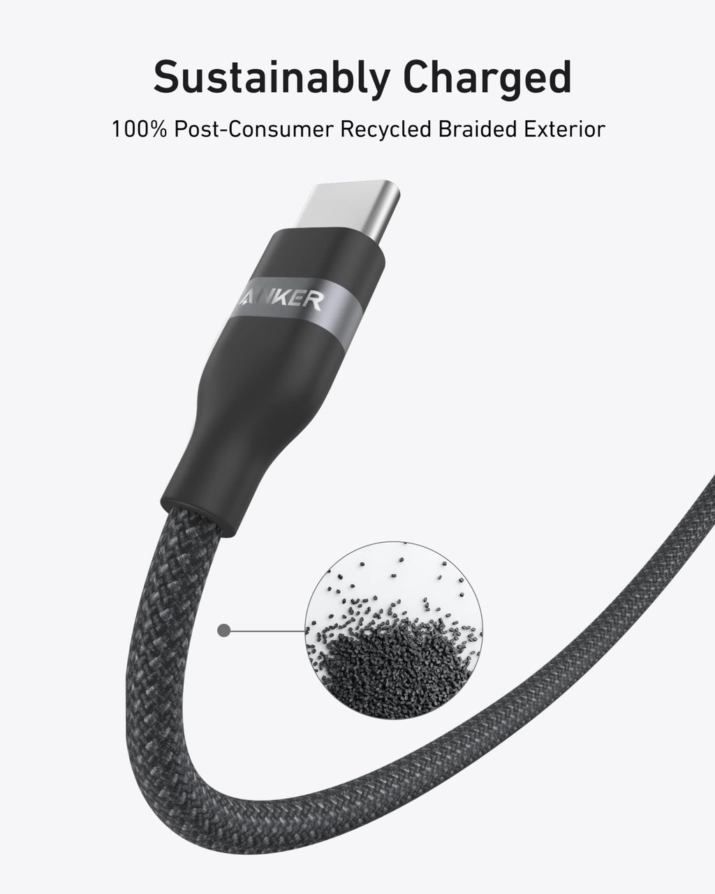 Anker USB-C to USB-C Cable (3 ft / 6 ft, 240W, Upcycled-Braided, 2-Pack)