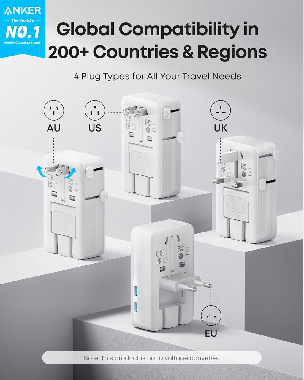 Anker MagGo Wireless Charging Station (Foldable 3-in-1) and Anker Nano Travel Adapter (5-in-1, 20W, 1-Pack)
