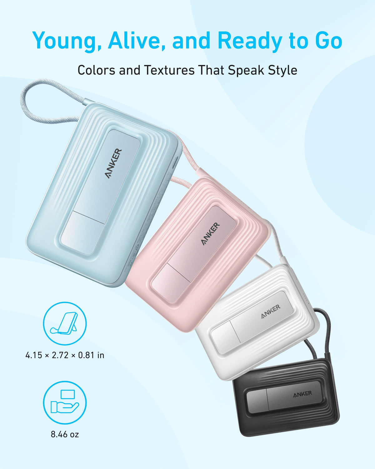 Anker with four stylish portable chargers for young style
