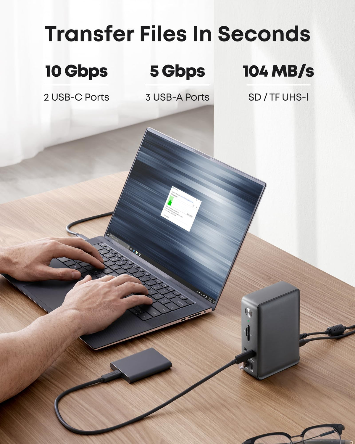 Anker 575 USB-C Docking Station (13-in-1) and New Nylon USB-C to USB-C 100W Cable (10 ft)
