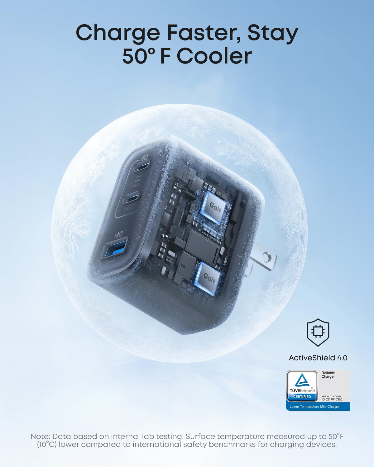 Anker charger with ActiveShield 4.0 for cooler power